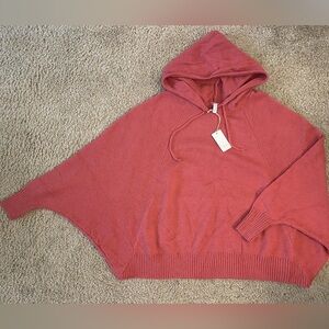 NWT Wishlist Warm Reddish Pink Embroidered Knitted Hoodie